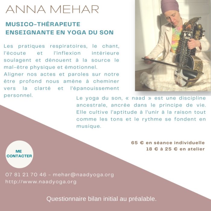 Anna MEHAR - Yoga du Son - Dhombres et de Lumières