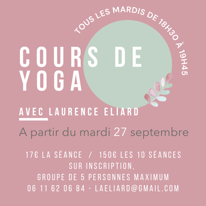 Cours de Yoga à partir du mardi 27 septembre 2022