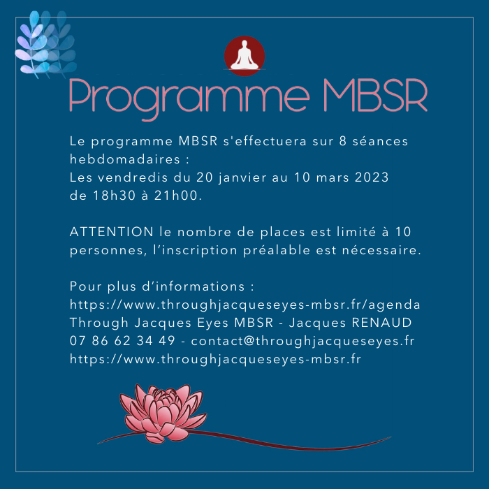 MBSR - 8 séances du 20 janvier au 20 mars 2023