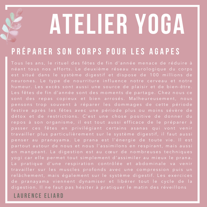 Atelier Yoga - préparer son corps pour les agapes - Dhombres & de Lumières à Chantilly